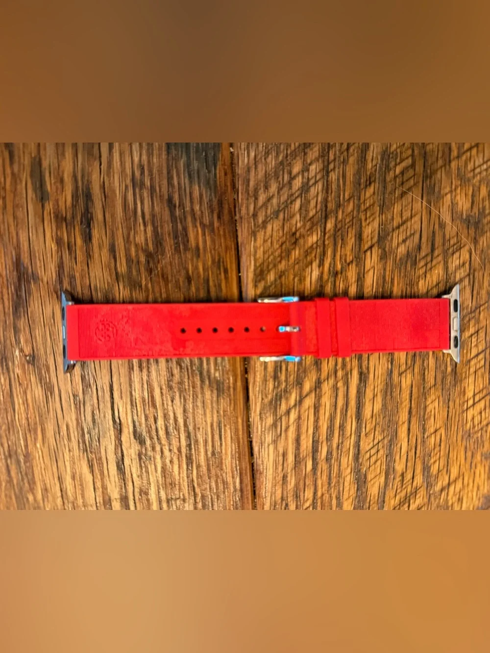 Tory Burch Red Silicone Watch Band with Embossed Logo Motif